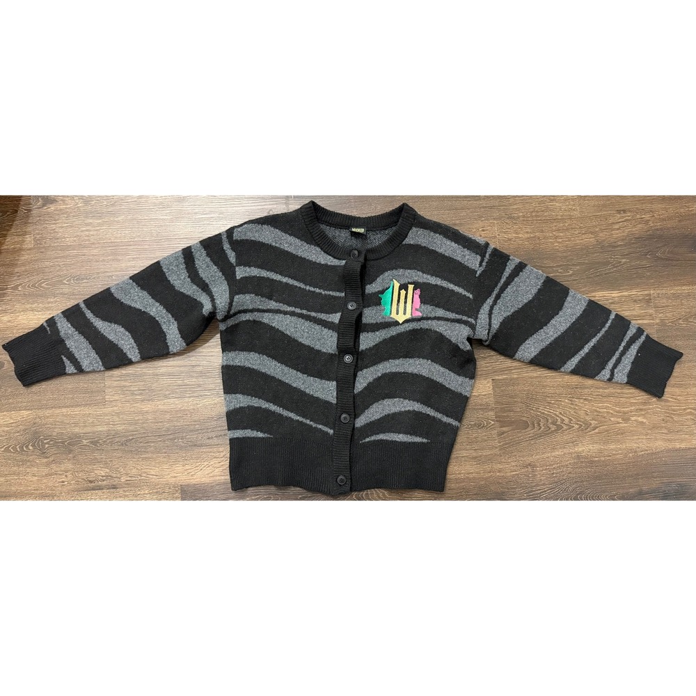 Wicked Paul Tazewell Cardigan Women L Black Gray Zebra Stripe Target